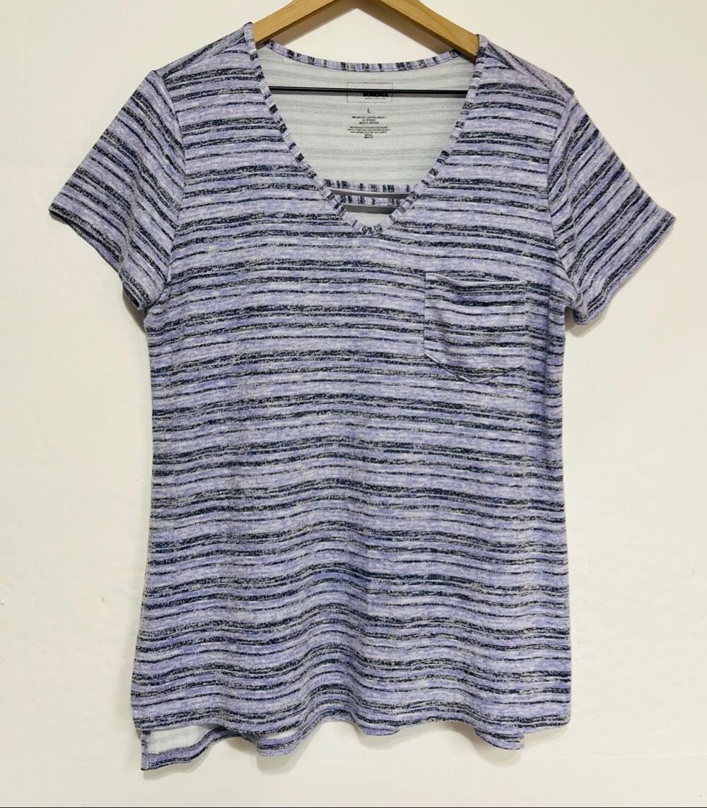 Sonoma Purple Striped Top   Size L
